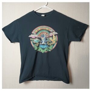 Rafiki Lion King Meditate T-Shirt Zen Yoga Size Large Black‎ Short Sleeve Q